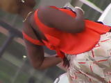 Black lady flashing ass on street