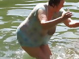 Mature Russian women bathe in cold water