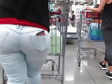 Short and thick PAWG, with fat ass in tight jeans 
