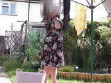 Hanging Washing Wearing Exposed Tits Dress