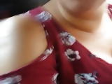 Cleavage in the taxi. Bouncing boobs.