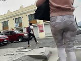 Jiggly Booty Big Ass Walking White Leggings . 1