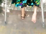 polio lady crutching 