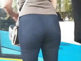 Candid butt blonde in jeans