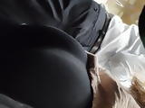 Super close hot ass black leggings candid