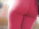 Red tight leggings big ass candid