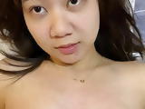sweet Asian teen cum on face
