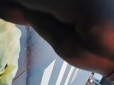 Hot big ass in shiny black leggings candid
