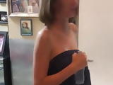 Maya Hawke wearing a towel backstage 
