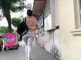 Jiggly Booty Big Ass Walking White Leggings . 5