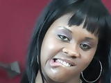 Fatty ebony swallows after rough sex