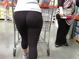 Sexy White MILF in deep wedge spandex leggings
