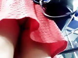 RED SKIRT CHINESE GIRL WITH THONG 