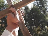 Nude girl carrying the cross-Indra