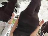 Hot secretary girl in black leggings ass candid