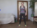 Busty instructor does jumping jacks until areolas pop out