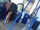 Quick up skirt try at car wash 