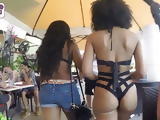 Candid big booty ebony in bikini