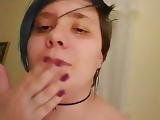 Exposed Humiliated Slut Michelle Bird rubs spit on her face 