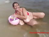 Sassy Sarah almost wearing a red bikini