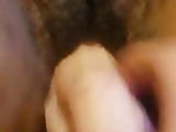 Chubby ebony white dildo
